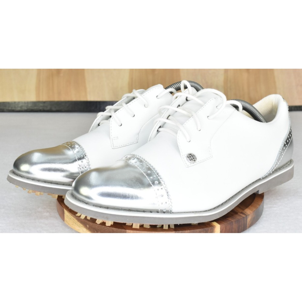 G/Fore Gallivanter Women Golf Shoes Sz 9.5 White/Silver Cap Toe Sneakers - Flaws